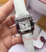 Replica Cartier Santons White Dial White Leather Strap Watches 